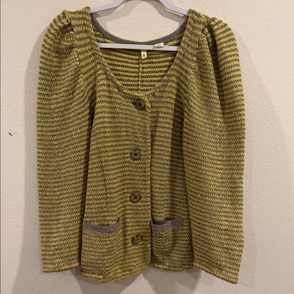 Moth Sweaters - Moth Olive and Charcoal Striped Cardigan anthropology